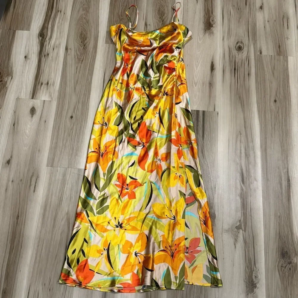 House of Harlow 1960 X Revolve Tropical Print Satin Slip Dress Women’s Large